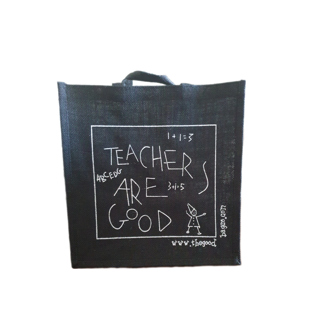 Teachers are good hessian gift bag - pink or black